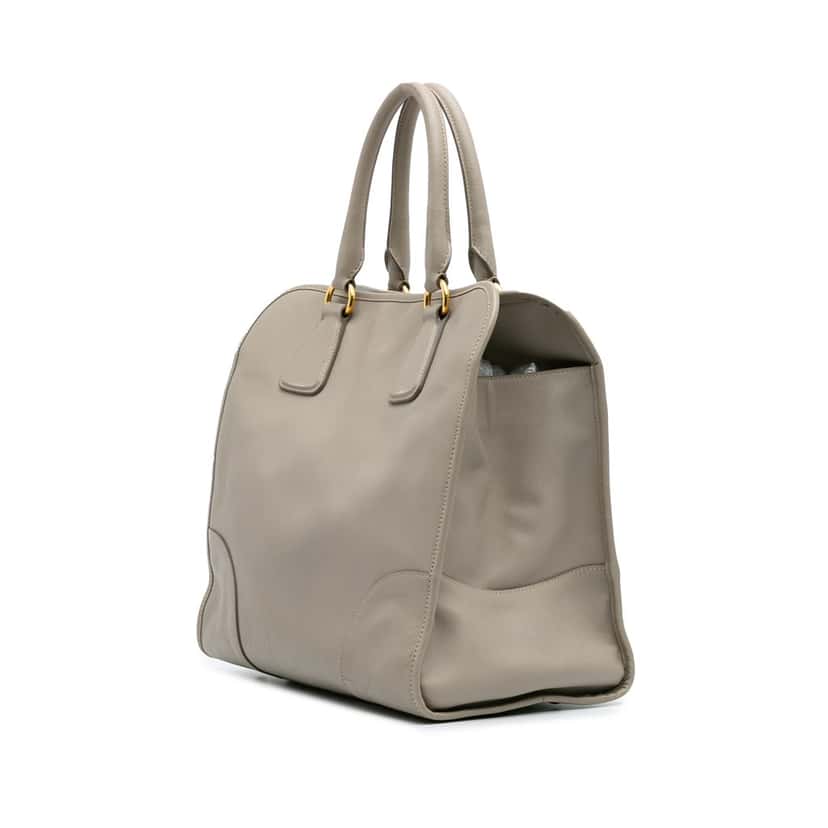 Prada Saffiano Satchel Grey Leather Good condition - Back View