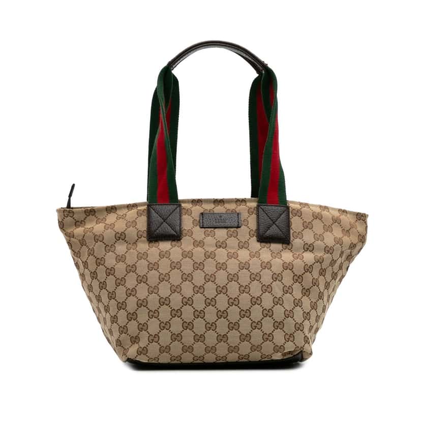 Gucci GG Canvas Web Tote Brown Canvas Good condition - Front View