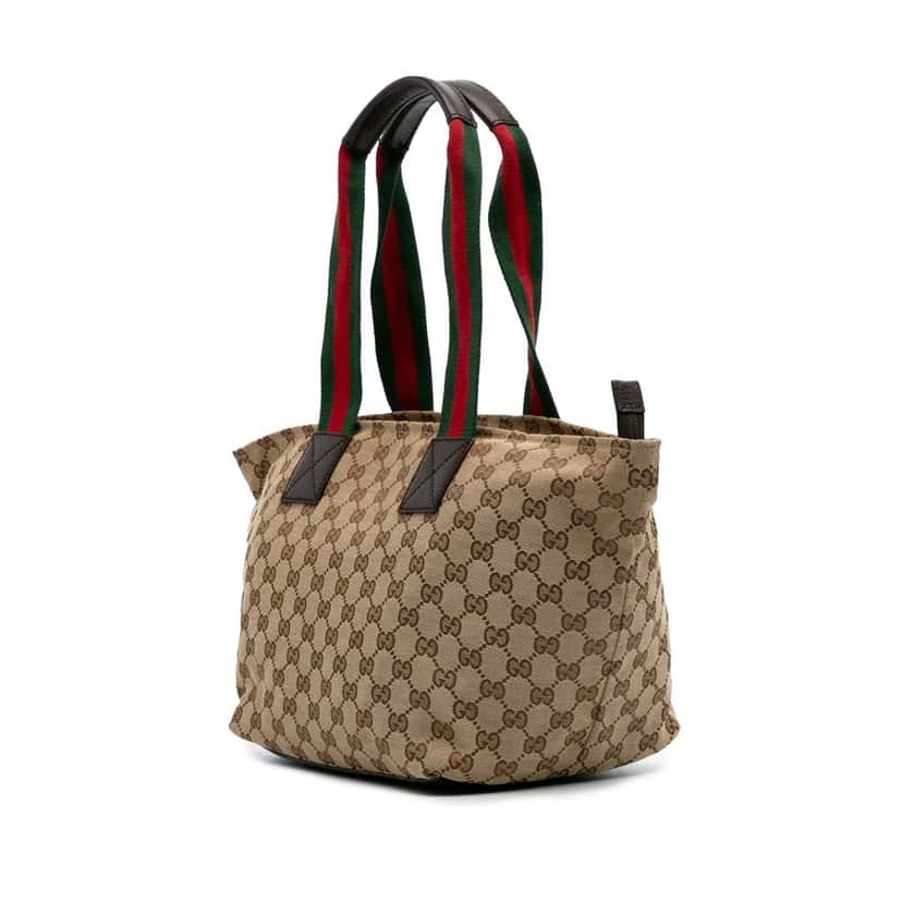 Gucci GG Canvas Web Tote Brown Canvas Good condition - Back View