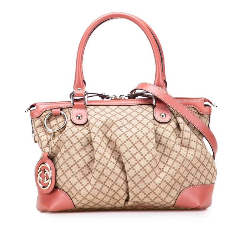 Gucci Diamante Canvas Sukey Satchel Brown Canvas Good condition - Front View