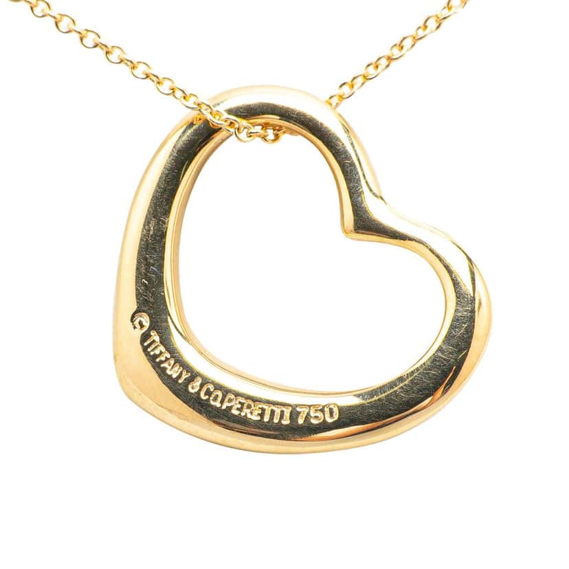 Tiffany & Co Elsa Peretti 18K Yellow Gold Open Heart Pendant Necklace Gold Gold Good condition - Back View