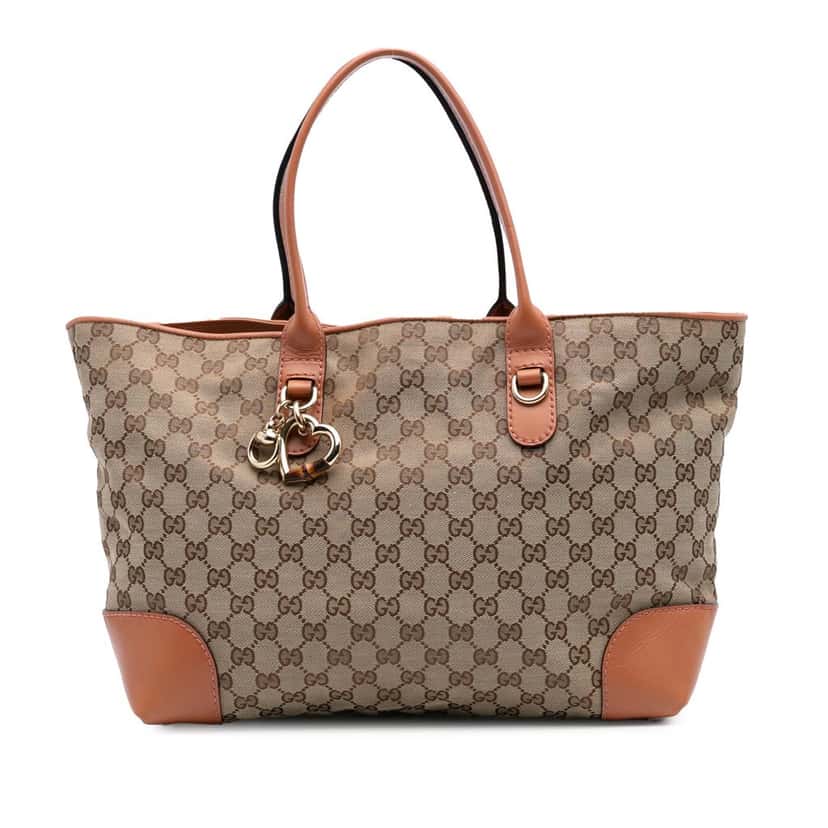 Gucci GG Canvas Heart Bit Tote Brown Canvas Good condition - Front View