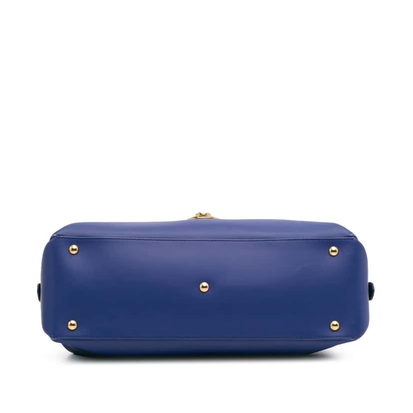 Salvatore Ferragamo Leather Fiamma East West Tote Blue Leather Good condition - Inside View