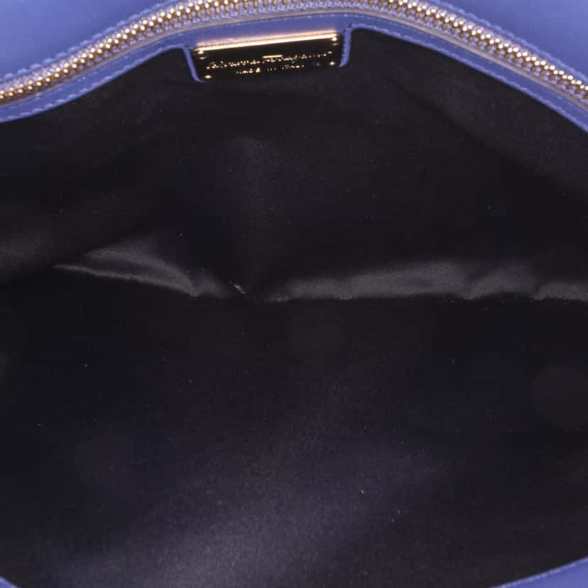 Salvatore Ferragamo Leather Fiamma East West Tote Blue Leather Good condition - Box View