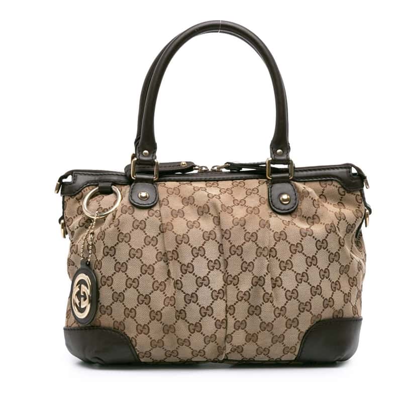 Gucci GG Canvas Sukey Satchel Brown Canvas Good condition - Front View