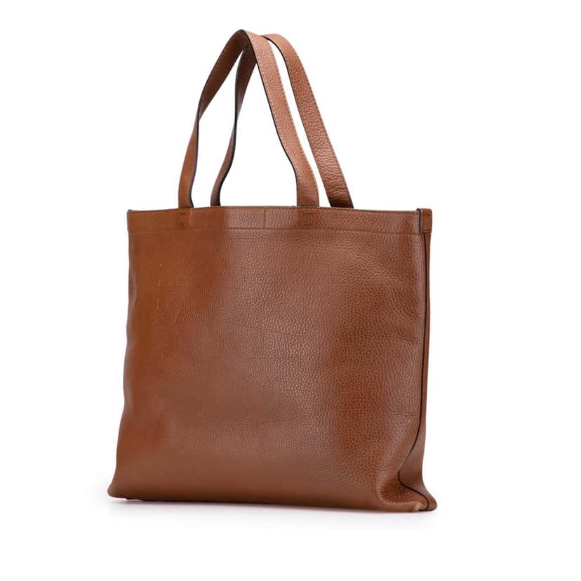 Gucci Leather Embossed Logo Tote Brown Leather Good condition - Back View