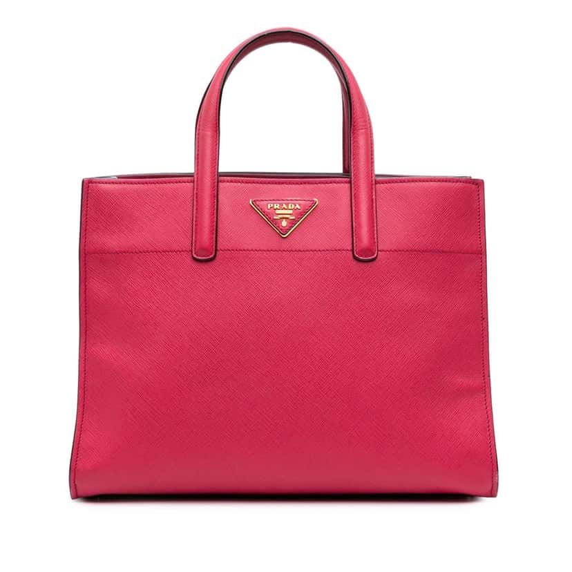 Prada Saffiano Soft Triple Pocket Tote Pink Leather Good condition - Front View
