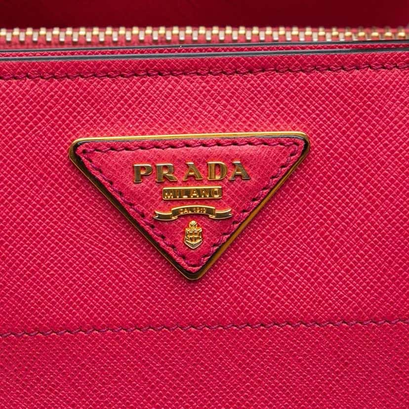 Prada Saffiano Soft Triple Pocket Tote Pink Leather Good condition - Box View