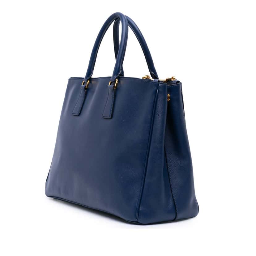 Prada Large Saffiano Lux Galleria Double Zip Satchel Blue Leather Good condition - Back View