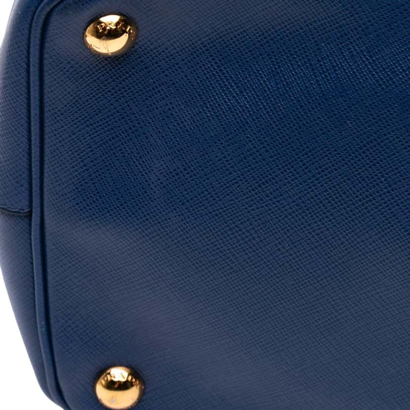 Prada Large Saffiano Lux Galleria Double Zip Satchel Blue Leather Good condition - Box View