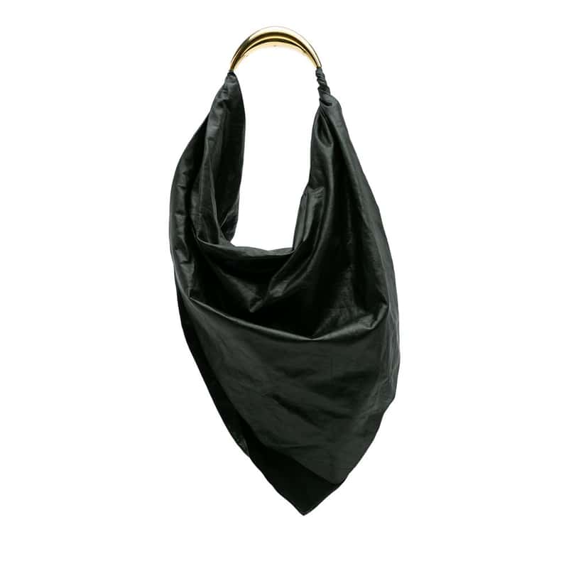 Bottega Veneta Calfskin Foulard Shoulder Bag Green Leather Good condition - Front View