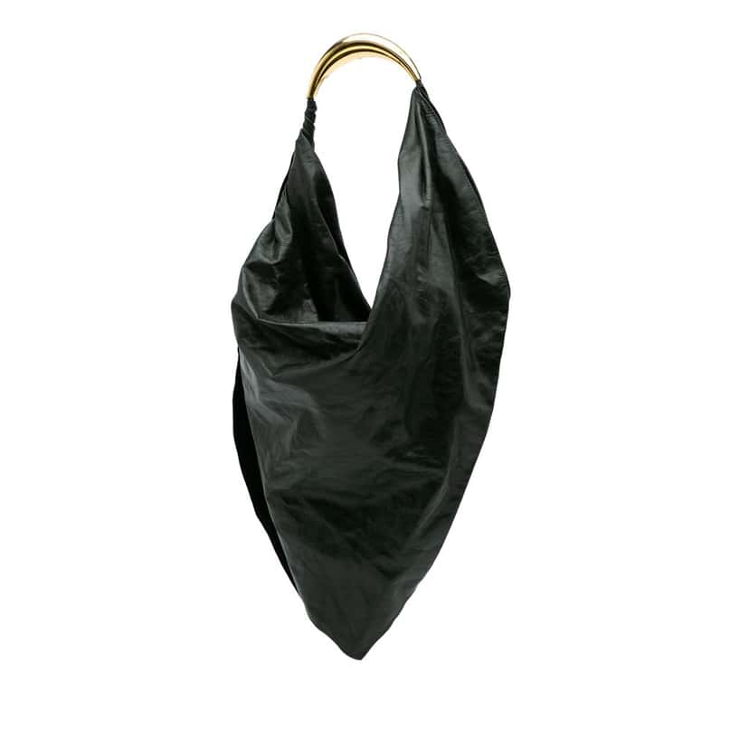 Bottega Veneta Calfskin Foulard Shoulder Bag Green Leather Good condition - Back View