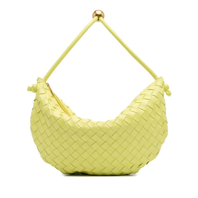 Bottega Veneta Medium Lambskin Intrecciato Turn Pouch Yellow Leather Good condition - Front View