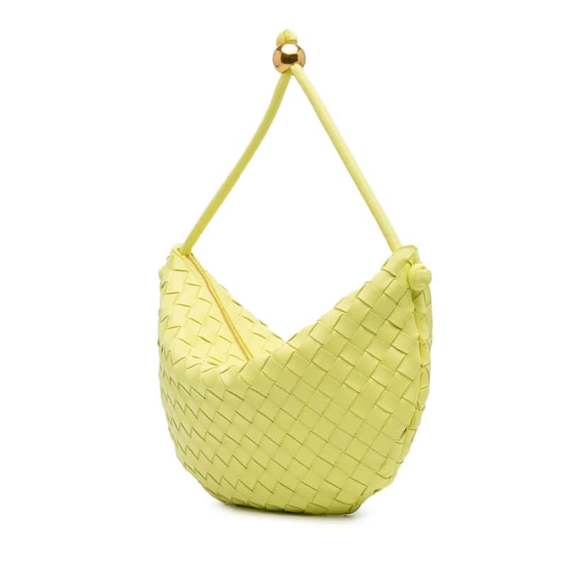 Bottega Veneta Medium Lambskin Intrecciato Turn Pouch Yellow Leather Good condition - Back View