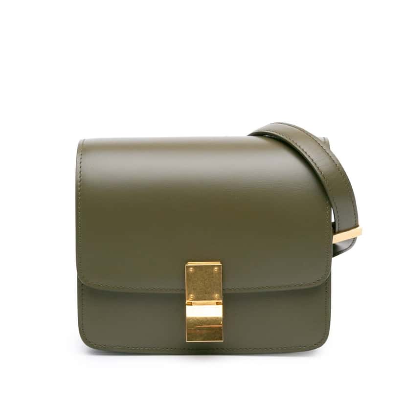 Celine Small Calfskin Classic Box Green Leather Good condition - Front View