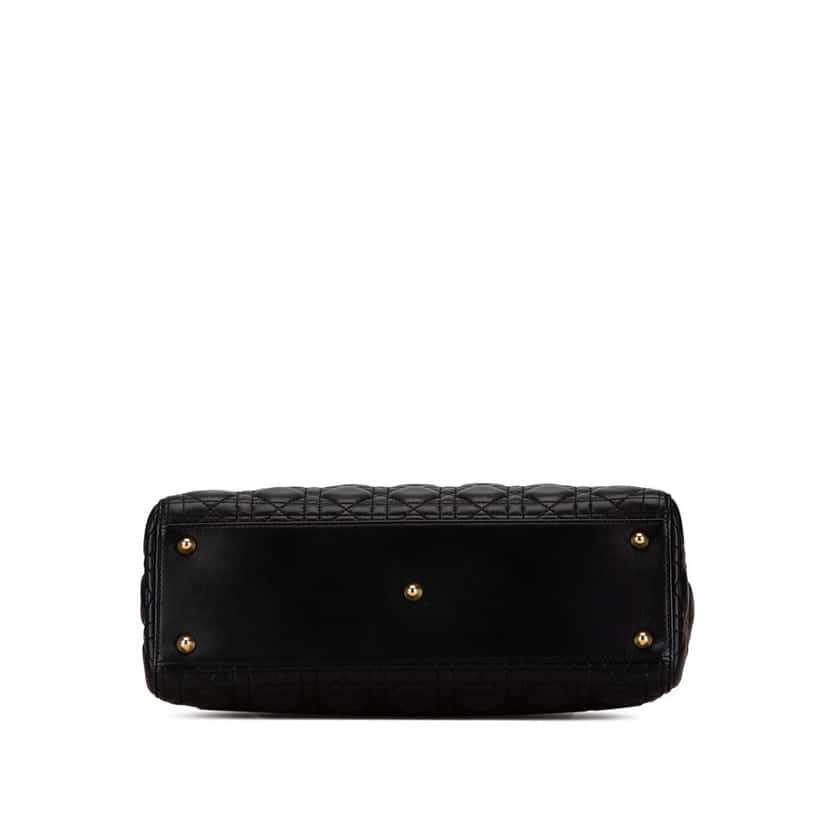 Dior Large Lambskin Cannage Lady Dior Black Leather Good condition - Inside View