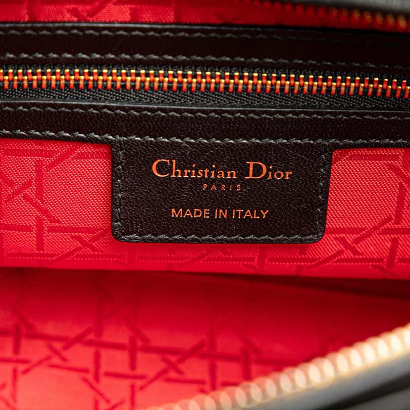 Dior Large Lambskin Cannage Lady Dior Black Leather Good condition - Box View