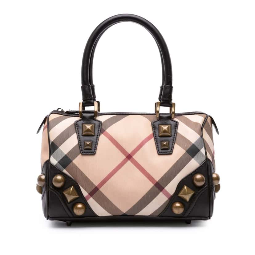 Burberry Supernova Check Canvas Mega Stud Chester Boston Bag Brown Canvas Good condition - Front View