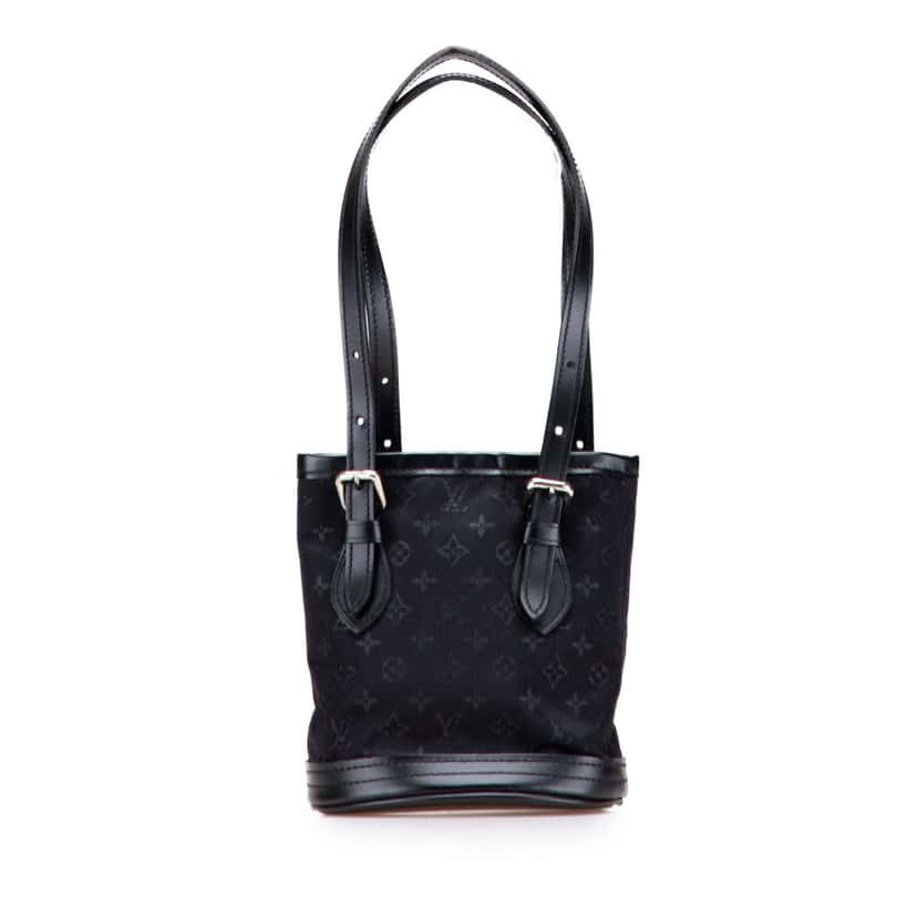 Louis Vuitton Monogram Mini Satin Bucket Black Satin Very good condition - Front View