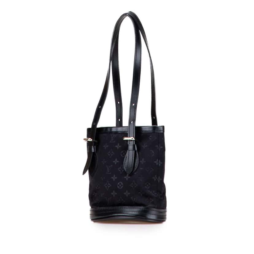 Louis Vuitton Monogram Mini Satin Bucket Black Satin Very good condition - Back View