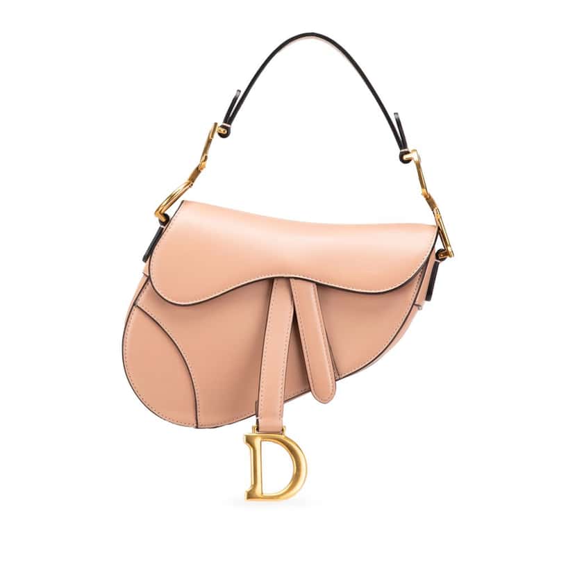 Dior Mini Calfskin Saddle Bag Pink Leather Good condition - Front View