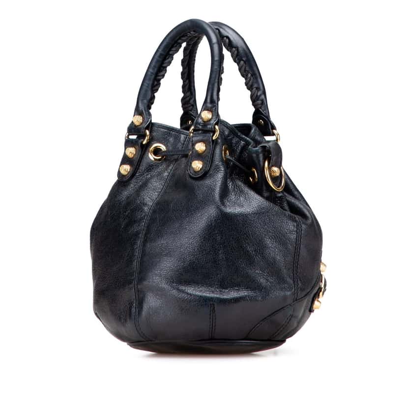 Balenciaga Mini Lambskin Motocross Giant 12 Pompon Bag Black Leather Good condition - Back View