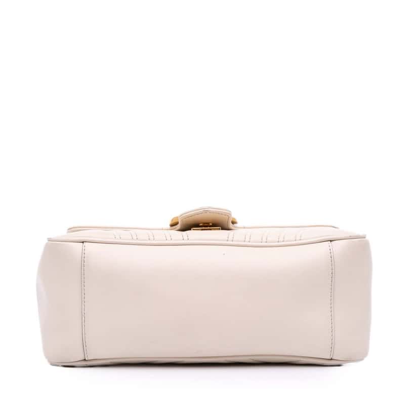 Gucci Small GG Marmont Matelasse Leather Top Handle Bag White Leather Good condition - Inside View