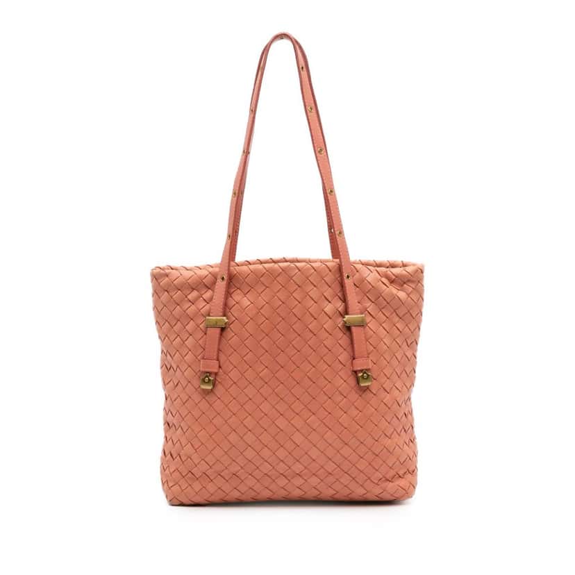Bottega Veneta Mini Nappa Intrecciato Shopper Tote Pink Leather Good condition - Front View