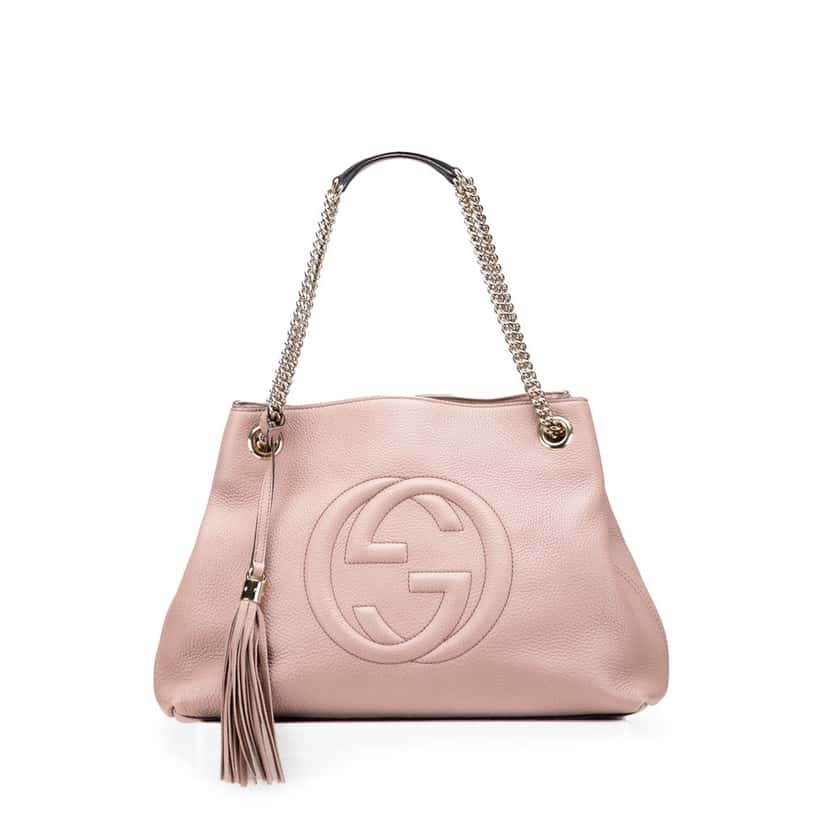 Gucci Medium Leather Soho Chain Tote Pink Leather Good condition - Front View