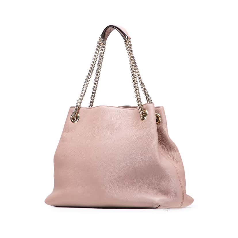 Gucci Medium Leather Soho Chain Tote Pink Leather Good condition - Back View