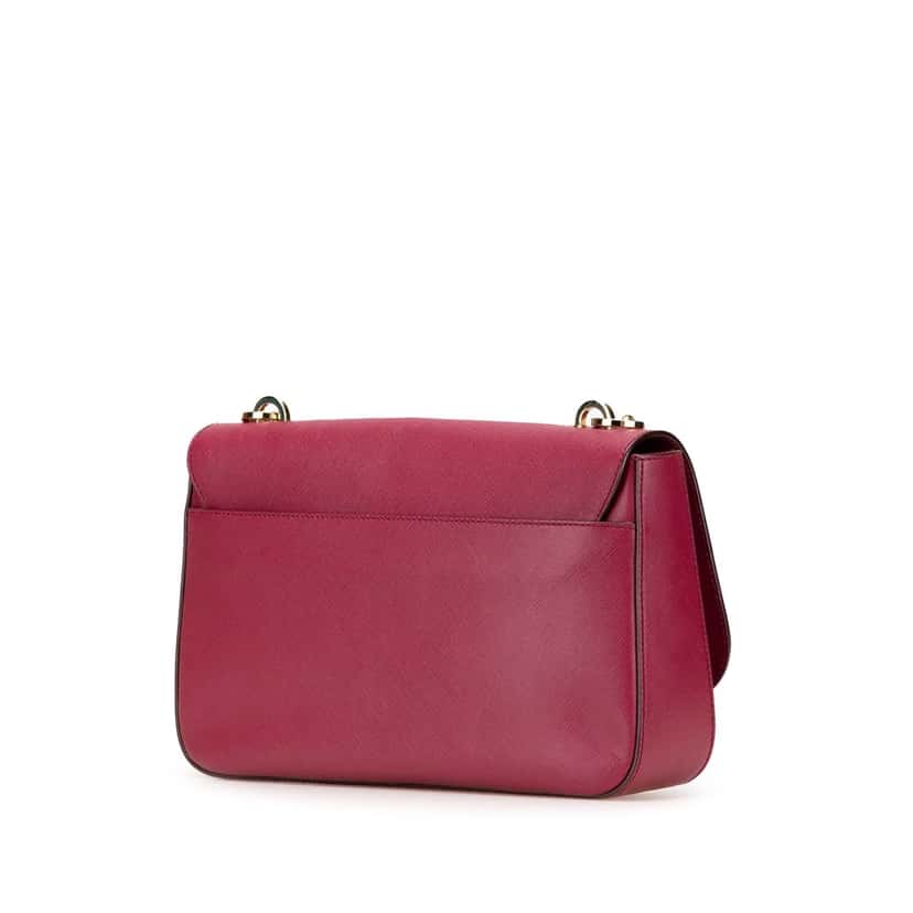 Salvatore Ferragamo Calfskin Gancini Rory Flap Crossbody Pink Leather Good condition - Back View