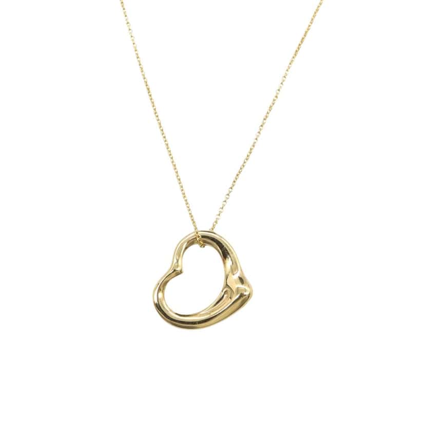 Tiffany & Co 18K Yellow Gold Small Elsa Peretti Open Heart Pendant Necklace Gold Gold Good condition - Back View