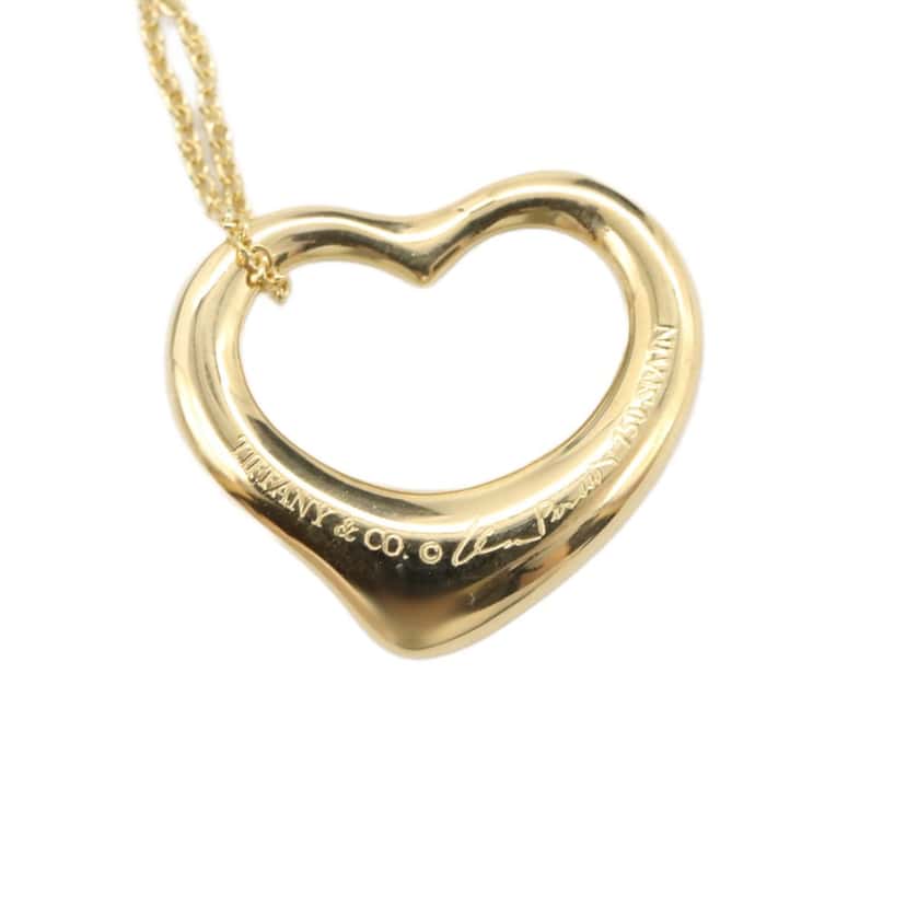 Tiffany & Co 18K Yellow Gold Small Elsa Peretti Open Heart Pendant Necklace Gold Gold Good condition - Model View