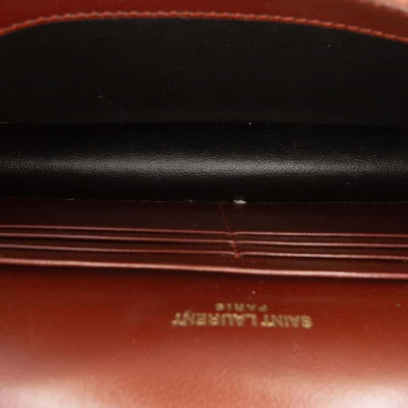 Saint Laurent Lizard Embossed Monogram Kate Tassel Wallet on Chain Brown Leather Fair condition - Model View