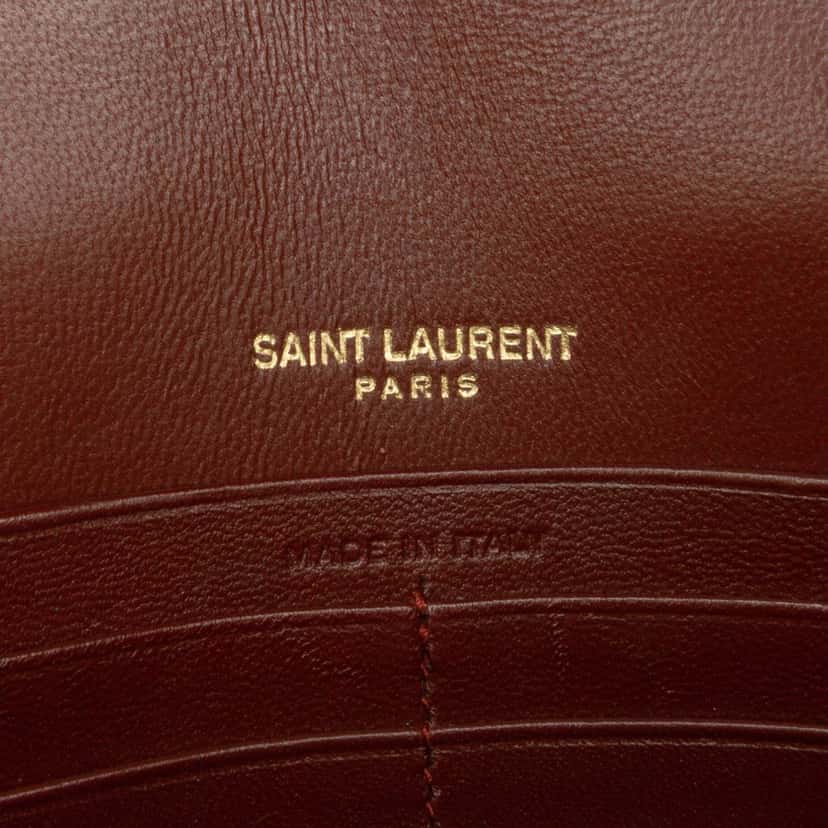 Saint Laurent Lizard Embossed Monogram Kate Tassel Wallet on Chain Brown Leather Fair condition - Box View