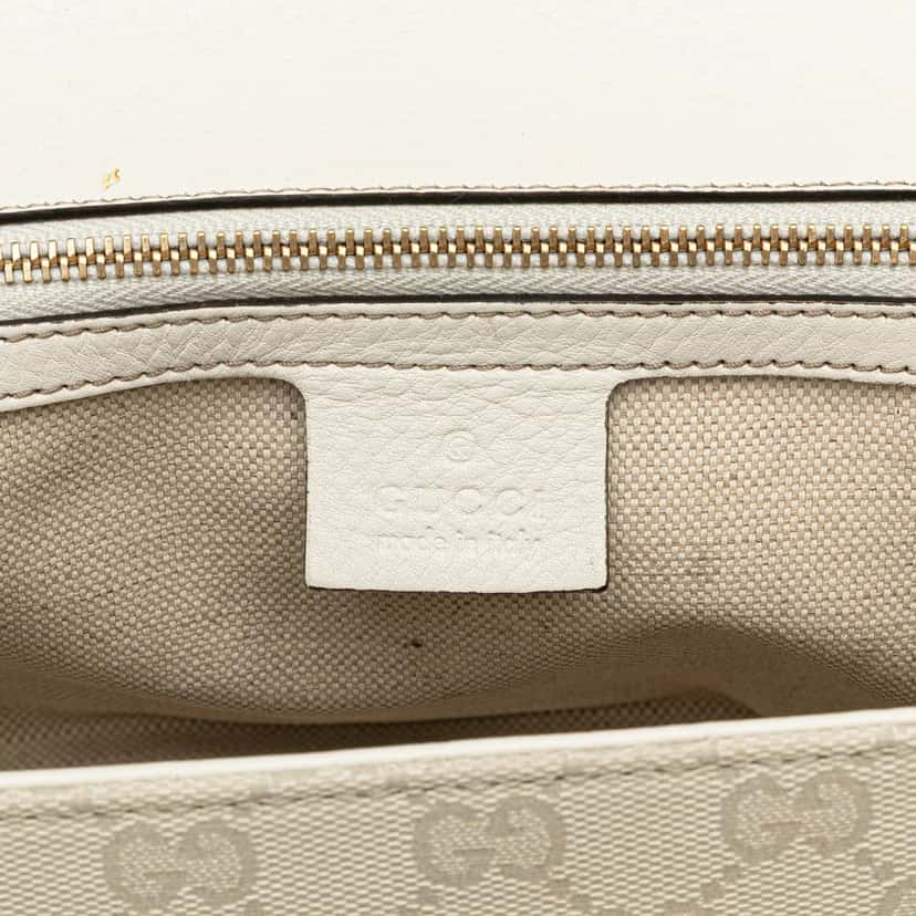 Gucci Medium GG Canvas New Bamboo Satchel White Canvas Good condition - Box View