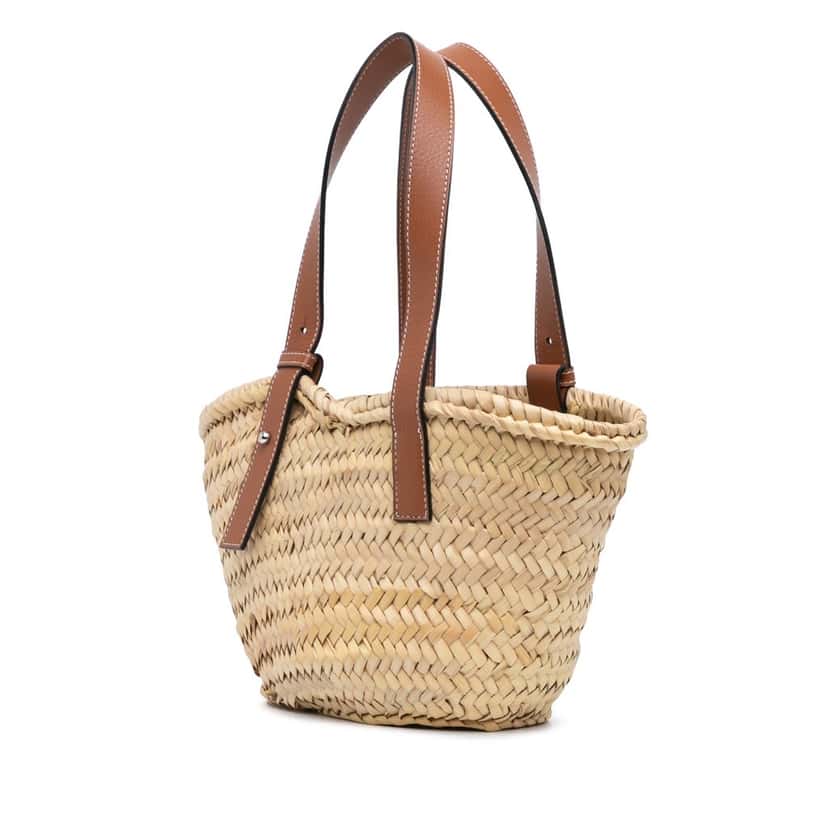 Loewe Mini Raffia Basket Tote Brown Good condition - Back View