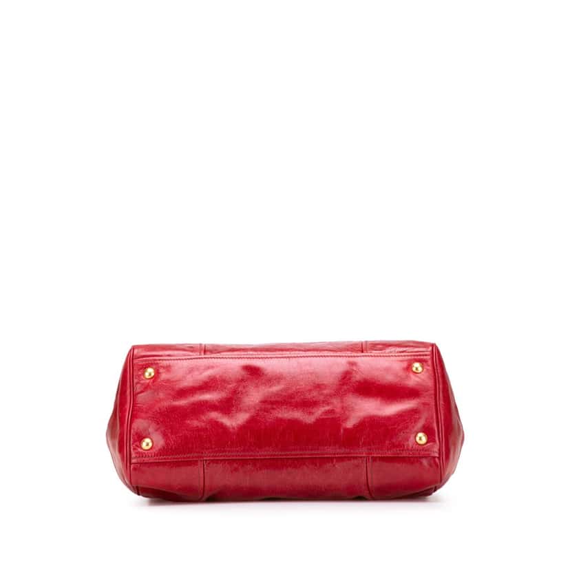 Prada Vitello Shine Bauletto Satchel Red Leather Good condition - Inside View