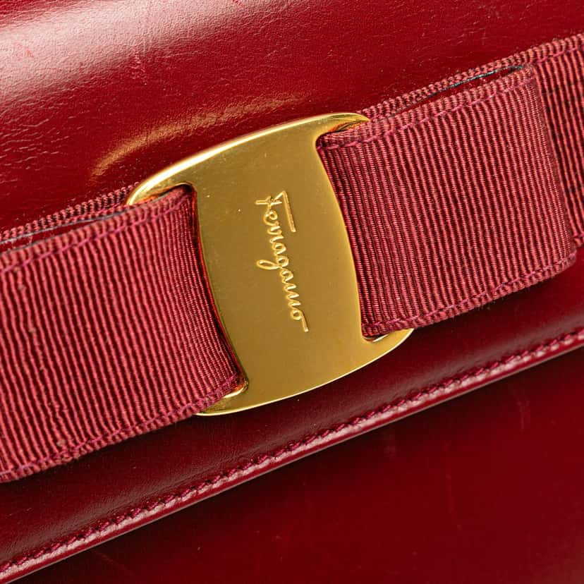 Salvatore Ferragamo Leather Vara Bow Satchel Red Leather Good condition - Box View