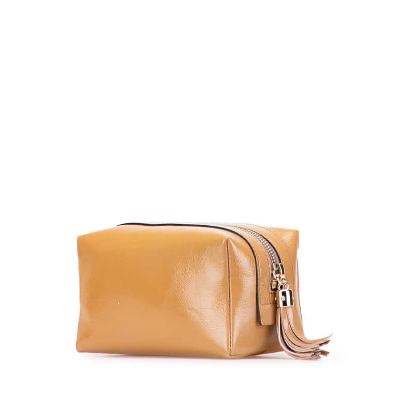 Gucci Patent Soho Cosmetic Pouch Brown Leather Good condition - Back View