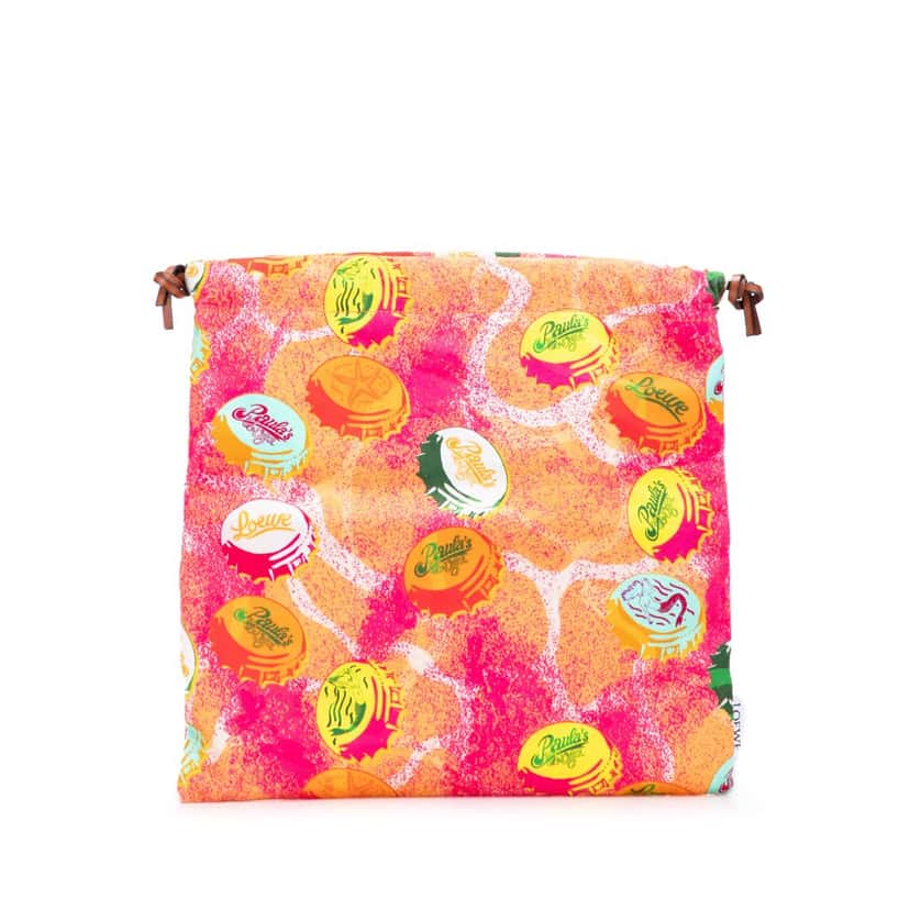 Loewe Paulas Ibiza Canvas Bottle Cap Print Drawstring Pouch Orange Canvas Very good condition - Front View