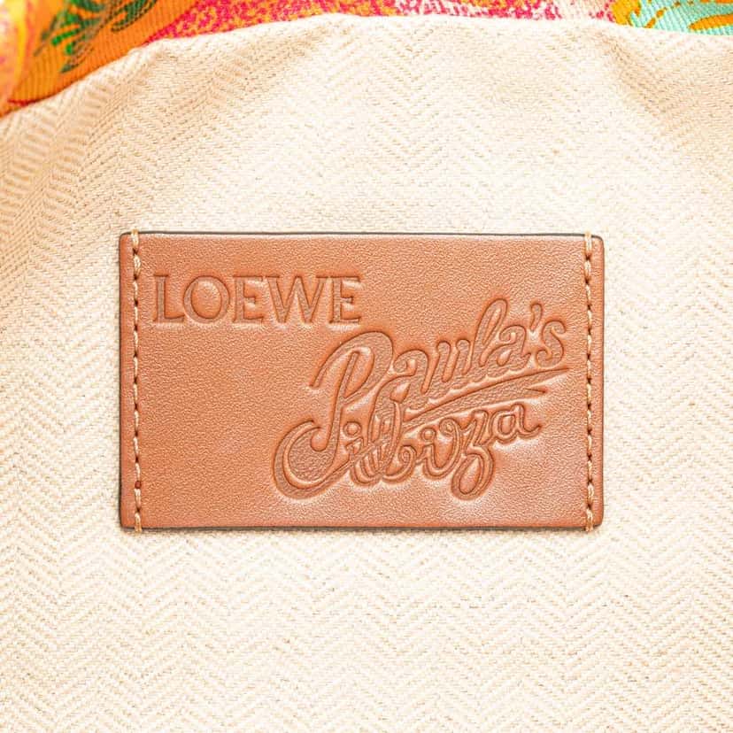 Loewe Paulas Ibiza Canvas Bottle Cap Print Drawstring Pouch Orange Canvas Very good condition - Box View