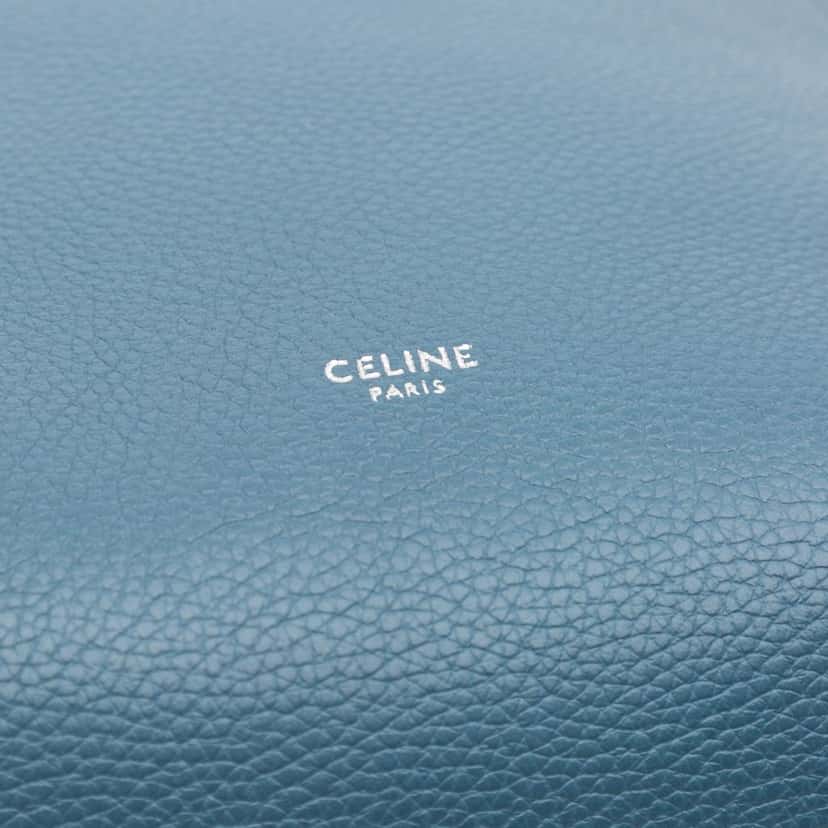 Celine Small Soft Grained Calfskin Seau Sangle Bucket Bag Blue Leather Good condition - Box View