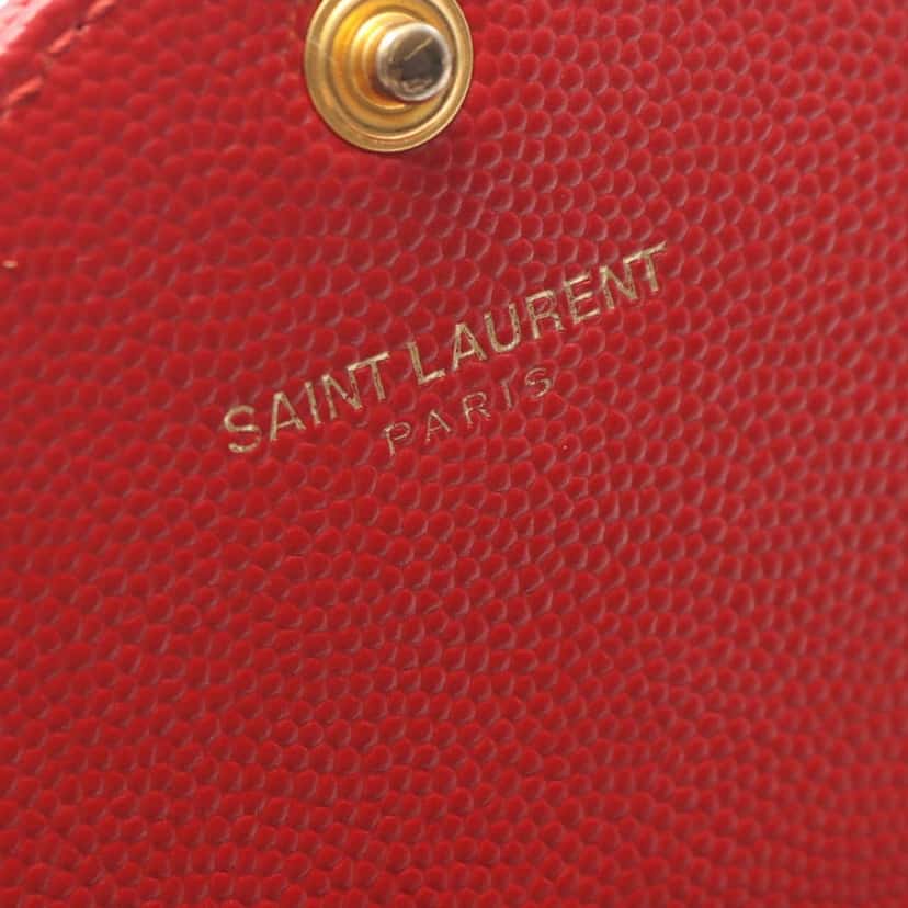 Saint Laurent Grain De Poudre Chevron Monogram Envelope Wallet on Chain Red Leather Good condition - Model View