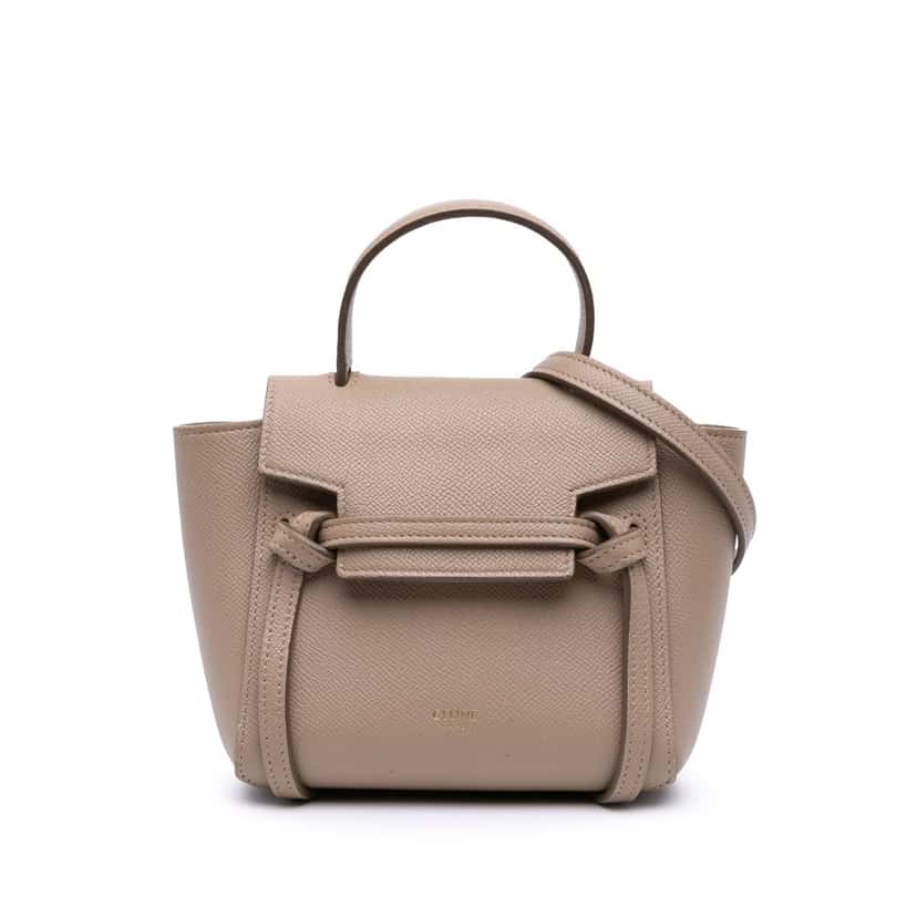 Celine Pico Grained Calfskin Belt Bag Brown Leather Good condition - Front View