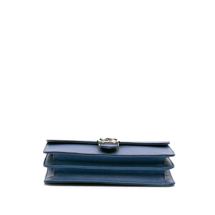 Gucci Medium Dollar Calfskin Interlocking G Crossbody Blue Leather Good condition - Inside View