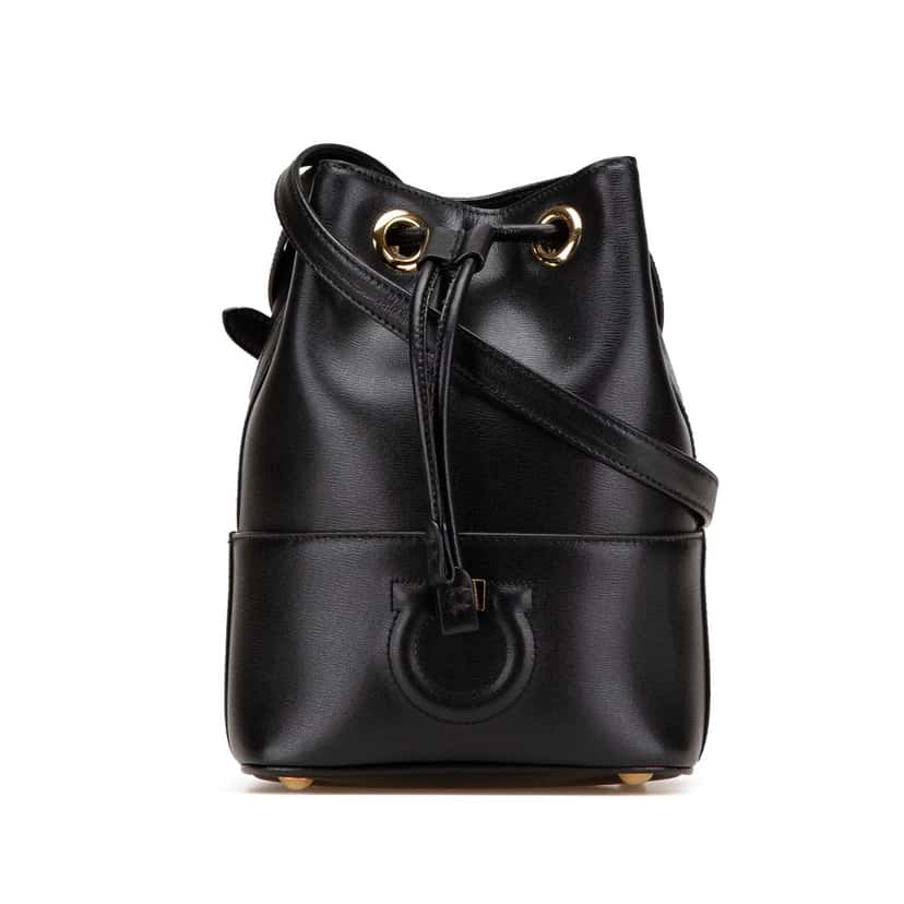 Salvatore Ferragamo Leather Gancini City Bucket Bag Black Leather Good condition - Front View