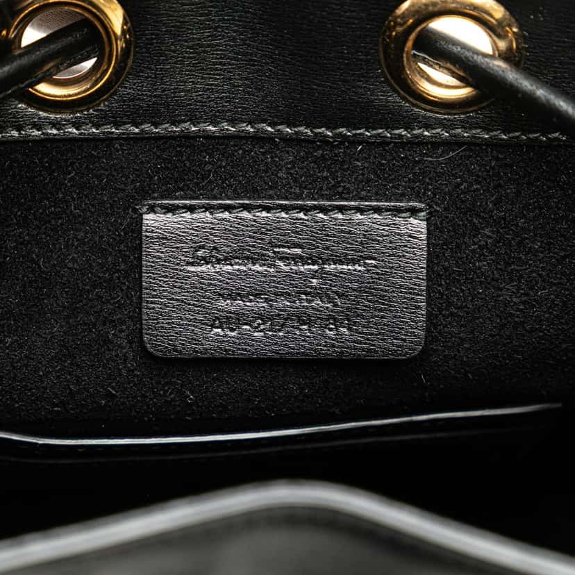 Salvatore Ferragamo Leather Gancini City Bucket Bag Black Leather Good condition - Box View
