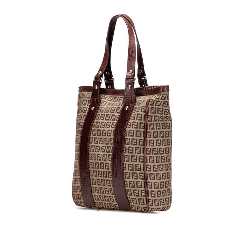Fendi Zucchino Canvas Tote Brown Canvas Good condition - Back View