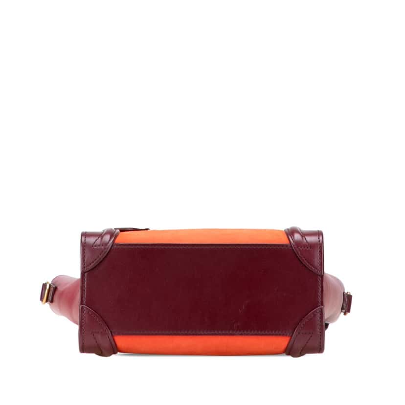 Celine Nano Bicolor Suede and Calfskin Luggage Tote Orange Leather Good condition - Inside View